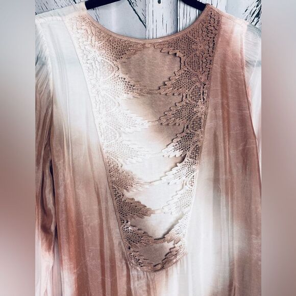 Belle France Ombré Silk Overlay High Low Tunic Sequins M - Picture 5 of 8